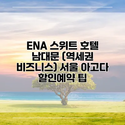 ENA 스위트 호텔 남대문 (역세권 비즈니스) 서울 아고다 할인예약 팁
