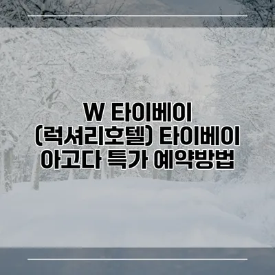 W 타이베이 (럭셔리호텔) 타이베이 아고다 특가 예약방법