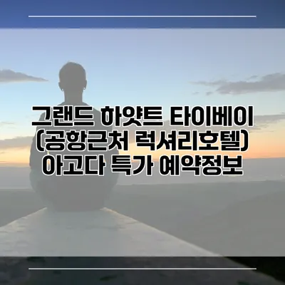 그랜드 하얏트 타이베이 (공항근처 럭셔리호텔) 아고다 특가 예약정보