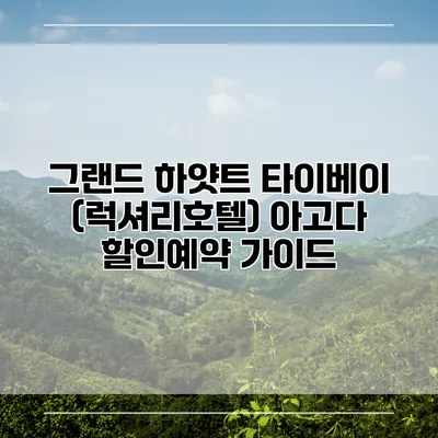 그랜드 하얏트 타이베이 (럭셔리호텔) 아고다 할인예약 가이드