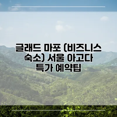 글래드 마포 (비즈니스 숙소) 서울 아고다 특가 예약팁