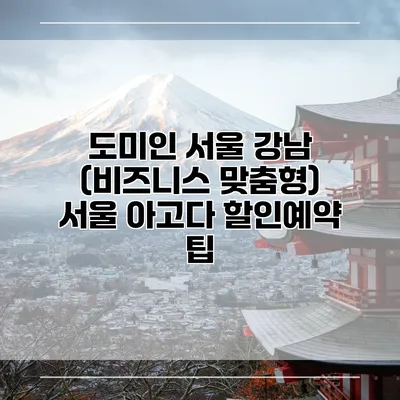 도미인 서울 강남 (비즈니스 맞춤형) 서울 아고다 할인예약 팁