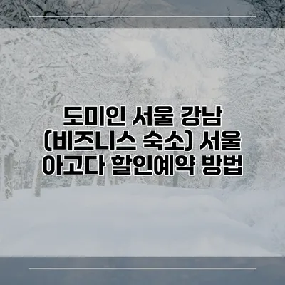 도미인 서울 강남 (비즈니스 숙소) 서울 아고다 할인예약 방법