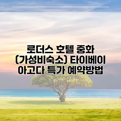 로더스 호텔 중화 (가성비숙소) 타이베이 아고다 특가 예약방법