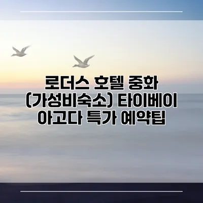 로더스 호텔 중화 (가성비숙소) 타이베이 아고다 특가 예약팁
