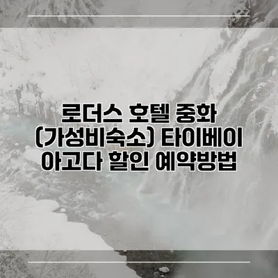 로더스 호텔 중화 (가성비숙소) 타이베이 아고다 할인 예약방법