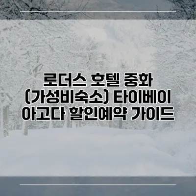 로더스 호텔 중화 (가성비숙소) 타이베이 아고다 할인예약 가이드