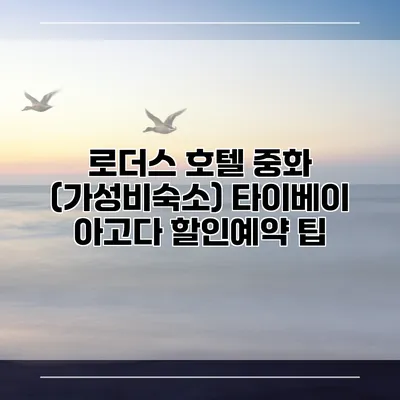 로더스 호텔 중화 (가성비숙소) 타이베이 아고다 할인예약 팁