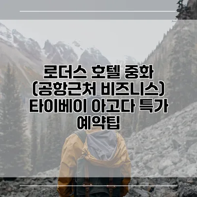 로더스 호텔 중화 (공항근처 비즈니스) 타이베이 아고다 특가 예약팁