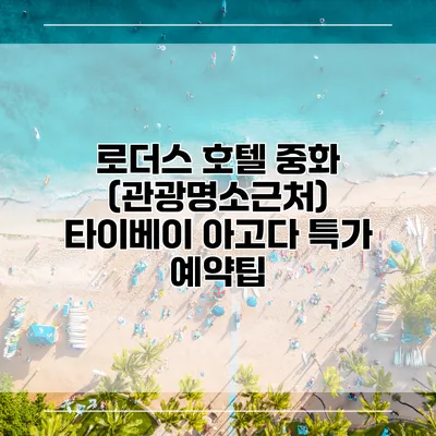 로더스 호텔 중화 (관광명소근처) 타이베이 아고다 특가 예약팁