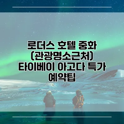 로더스 호텔 중화 (관광명소근처) 타이베이 아고다 특가 예약팁