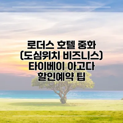 로더스 호텔 중화 (도심위치 비즈니스) 타이베이 아고다 할인예약 팁