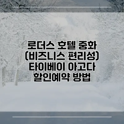 로더스 호텔 중화 (비즈니스 편리성) 타이베이 아고다 할인예약 방법