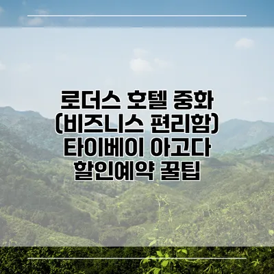 로더스 호텔 중화 (비즈니스 편리함) 타이베이 아고다 할인예약 꿀팁