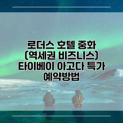 로더스 호텔 중화 (역세권 비즈니스) 타이베이 아고다 특가 예약방법