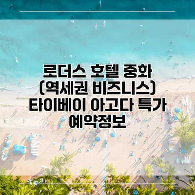 로더스 호텔 중화 (역세권 비즈니스) 타이베이 아고다 특가 예약정보