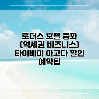 로더스 호텔 중화 (역세권 비즈니스) 타이베이 아고다 할인 예약팁