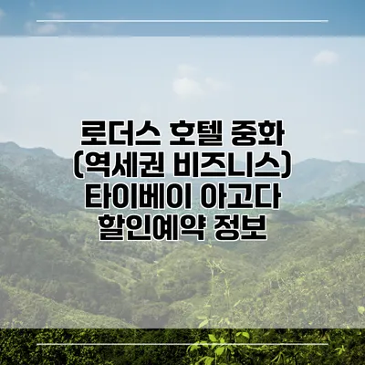 로더스 호텔 중화 (역세권 비즈니스) 타이베이 아고다 할인예약 정보