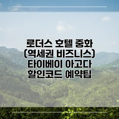 로더스 호텔 중화 (역세권 비즈니스) 타이베이 아고다 할인코드 예약팁