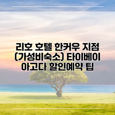 리호 호텔 한커우 지점 (가성비숙소) 타이베이 아고다 할인예약 팁