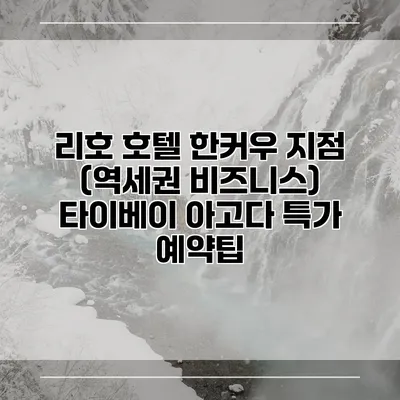 리호 호텔 한커우 지점 (역세권 비즈니스) 타이베이 아고다 특가 예약팁