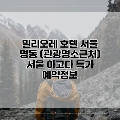 밀리오레 호텔 서울 명동 (관광명소근처) 서울 아고다 특가 예약정보