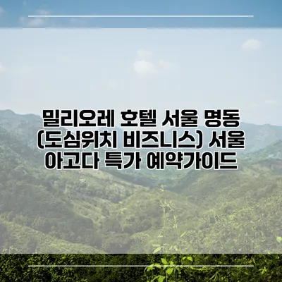 밀리오레 호텔 서울 명동 (도심위치 비즈니스) 서울 아고다 특가 예약가이드