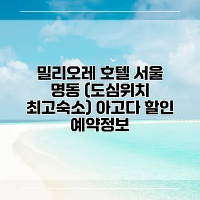 밀리오레 호텔 서울 명동 (도심위치 최고숙소) 아고다 할인 예약정보