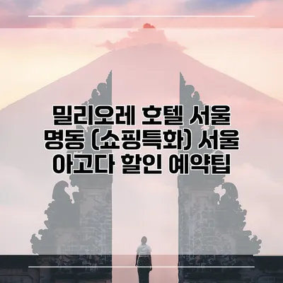 밀리오레 호텔 서울 명동 (쇼핑특화) 서울 아고다 할인 예약팁