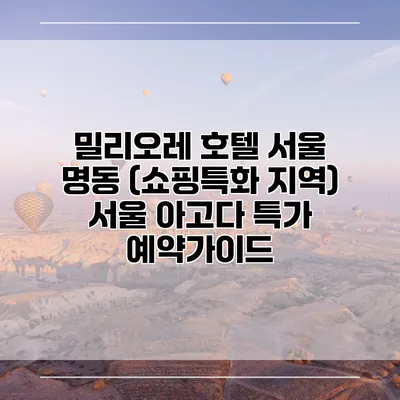 밀리오레 호텔 서울 명동 (쇼핑특화 지역) 서울 아고다 특가 예약가이드