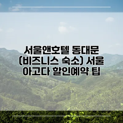 서울앤호텔 동대문 (비즈니스 숙소) 서울 아고다 할인예약 팁