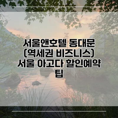 서울앤호텔 동대문 (역세권 비즈니스) 서울 아고다 할인예약 팁