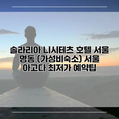 솔라리아 니시테츠 호텔 서울 명동 (가성비숙소) 서울 아고다 최저가 예약팁