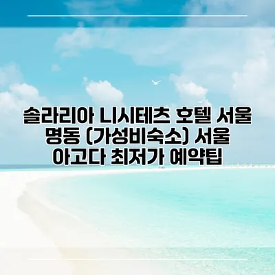 솔라리아 니시테츠 호텔 서울 명동 (가성비숙소) 서울 아고다 최저가 예약팁