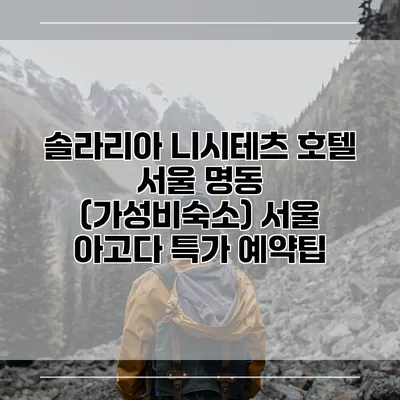솔라리아 니시테츠 호텔 서울 명동 (가성비숙소) 서울 아고다 특가 예약팁