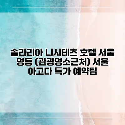 솔라리아 니시테츠 호텔 서울 명동 (관광명소근처) 서울 아고다 특가 예약팁