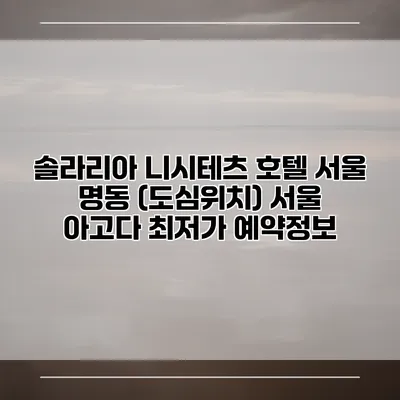 솔라리아 니시테츠 호텔 서울 명동 (도심위치) 서울 아고다 최저가 예약정보