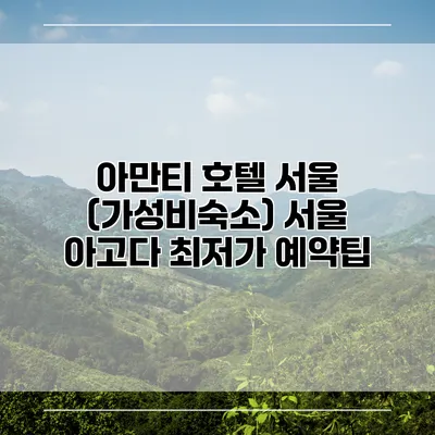 아만티 호텔 서울 (가성비숙소) 서울 아고다 최저가 예약팁
