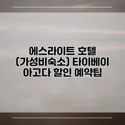 에스라이트 호텔 (가성비숙소) 타이베이 아고다 할인 예약팁