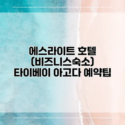 에스라이트 호텔 (비즈니스숙소) 타이베이 아고다 예약팁