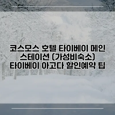 코스모스 호텔 타이베이 메인 스테이션 (가성비숙소) 타이베이 아고다 할인예약 팁