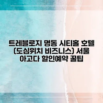 트레블로지 명동 시티홀 호텔 (도심위치 비즈니스) 서울 아고다 할인예약 꿀팁