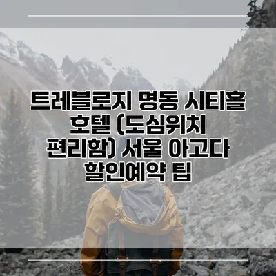 트레블로지 명동 시티홀 호텔 (도심위치 편리함) 서울 아고다 할인예약 팁