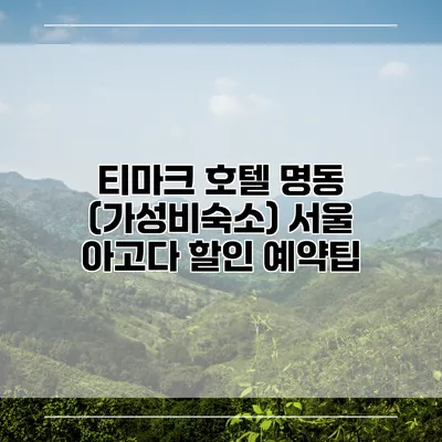 티마크 호텔 명동 (가성비숙소) 서울 아고다 할인 예약팁