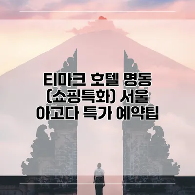 티마크 호텔 명동 (쇼핑특화) 서울 아고다 특가 예약팁