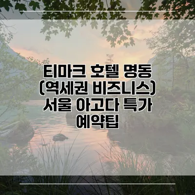 티마크 호텔 명동 (역세권 비즈니스) 서울 아고다 특가 예약팁