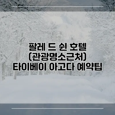 팔레 드 쉰 호텔 (관광명소근처) 타이베이 아고다 예약팁