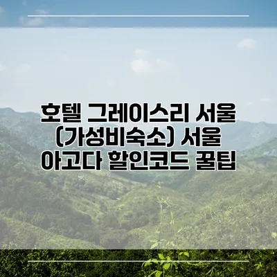 호텔 그레이스리 서울 (가성비숙소) 서울 아고다 할인코드 꿀팁