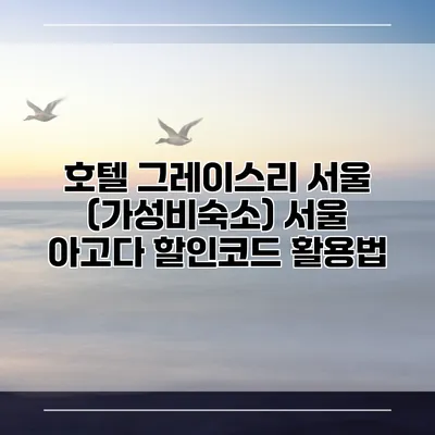 호텔 그레이스리 서울 (가성비숙소) 서울 아고다 할인코드 활용법