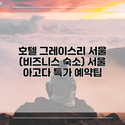 호텔 그레이스리 서울 (비즈니스 숙소) 서울 아고다 특가 예약팁